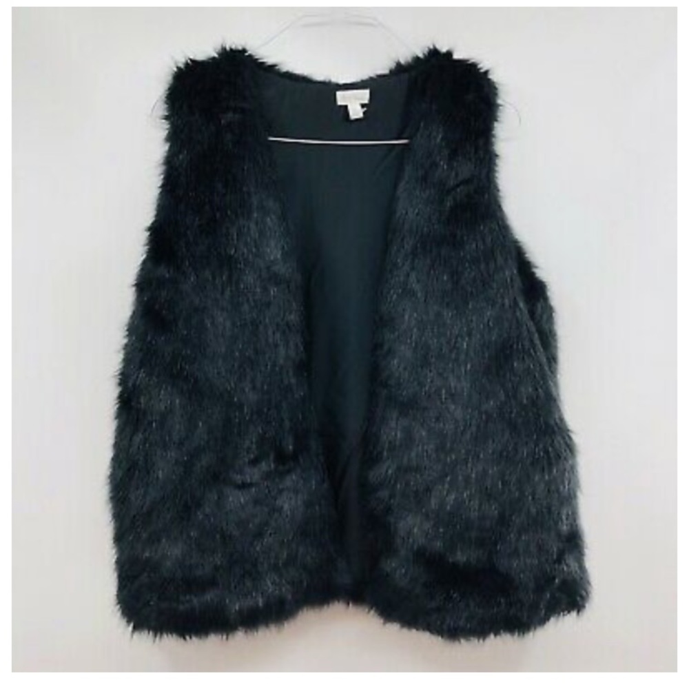 Gorgeous Black Faux Fur Vest Large - NWOT